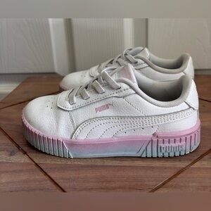 Puma Leather White and Pink Sneakers
